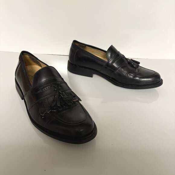 Johnston & Murphy Signature Series Black Leather Tassel Loafer Mens Size 10.5M - Picture 1 of 7